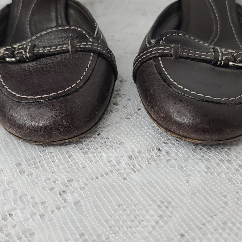 Bally slip on brown leather kitten heels sz 5.5 - Picture 3 of 9